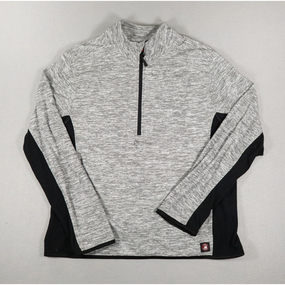 Canada Weathergear Mens Quarter Zip Pullover Space Dye Grey Black Large Sporty